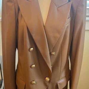 Faux Leather Blazer